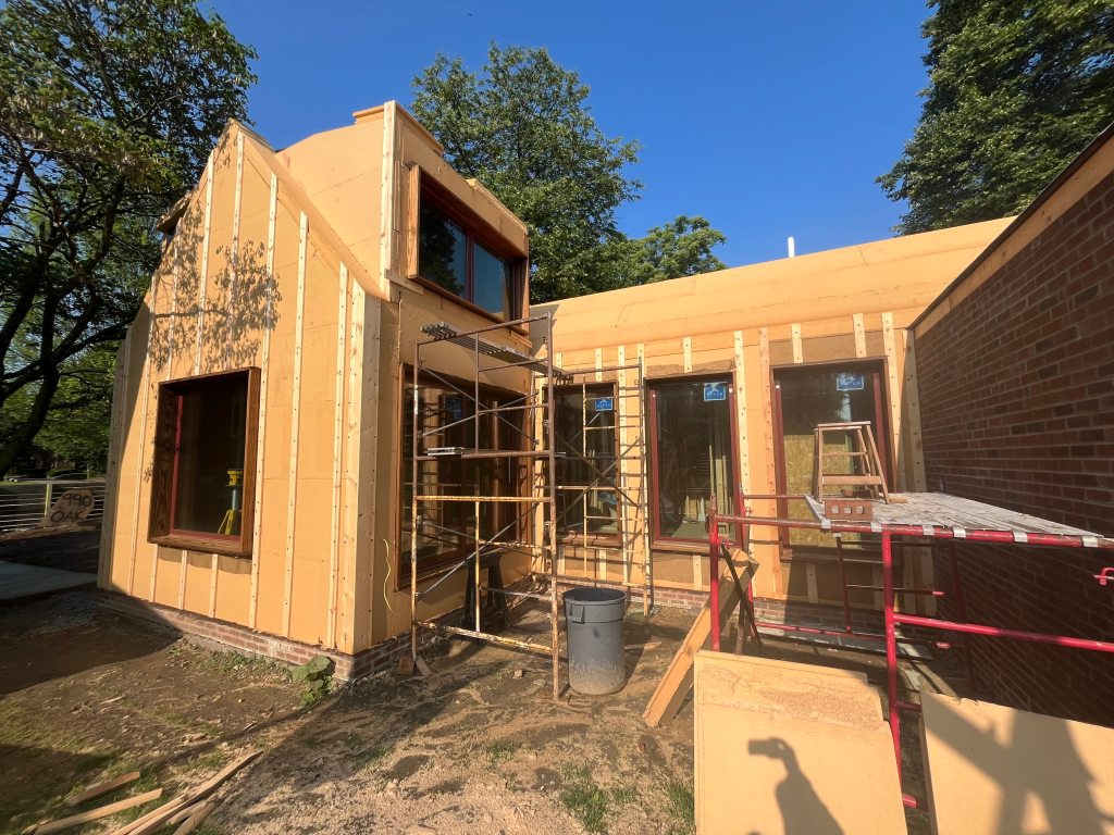 Wood fiber insulation going up on the exterior