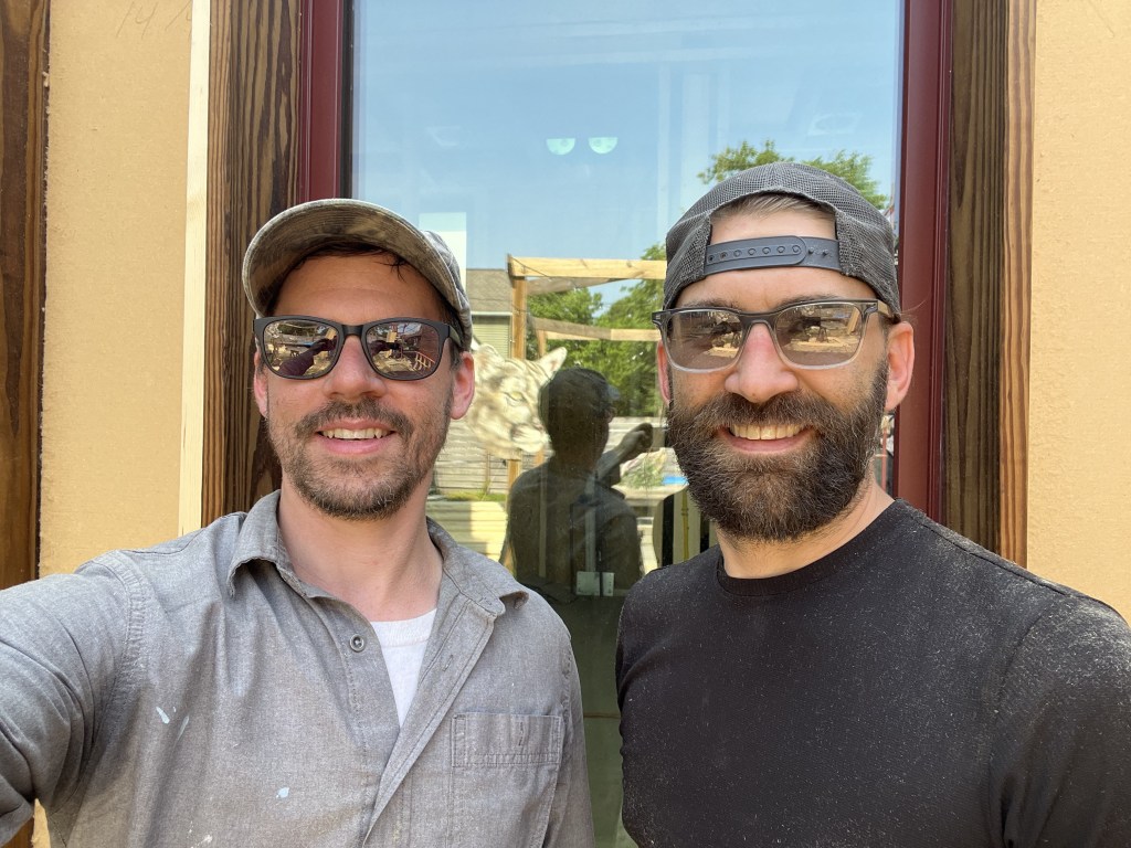 Nick and Steven take a photo break on site at the Codex Temple